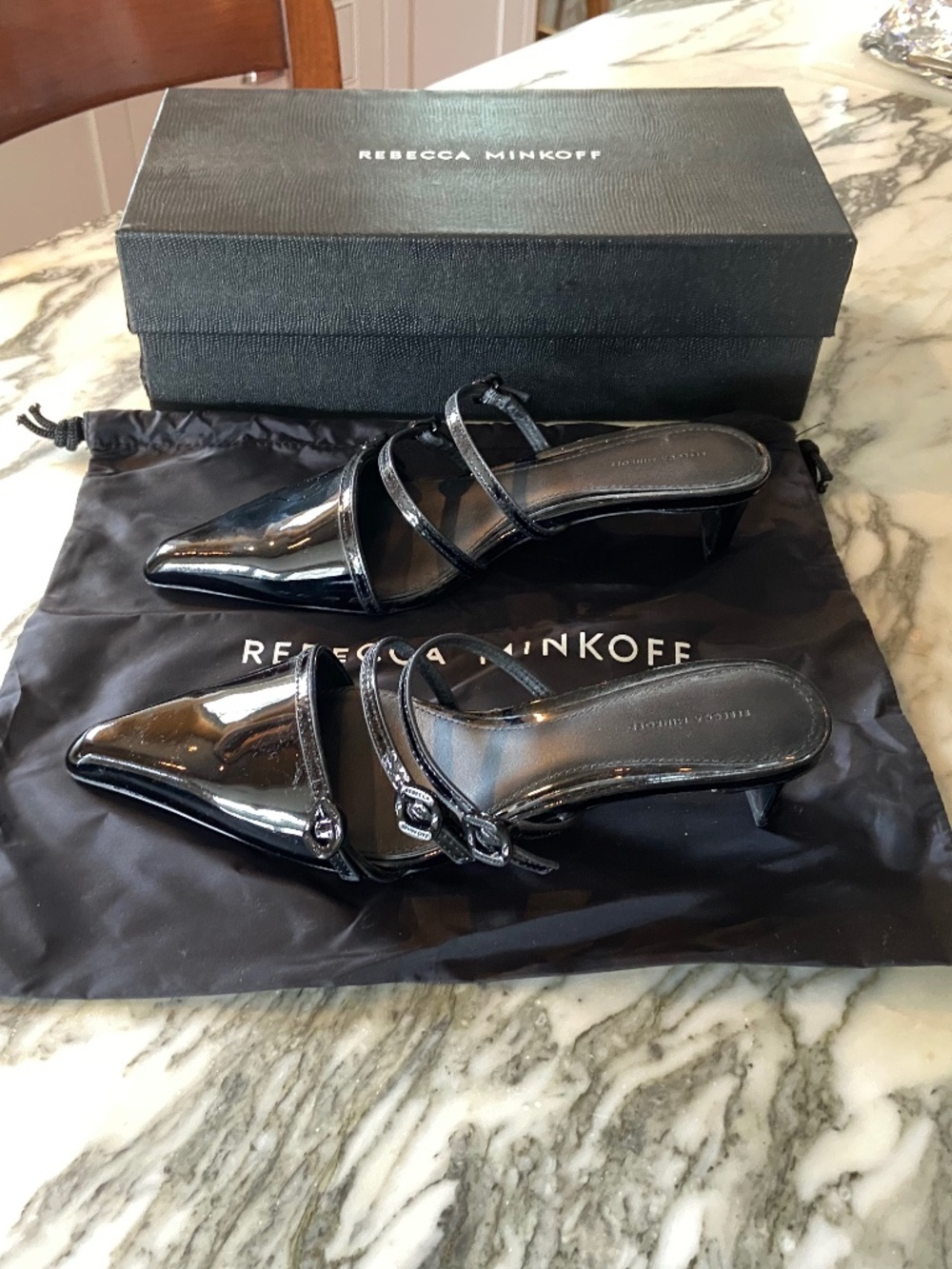 Rebecca Minkoff Black Patent Leather Mule Shoe